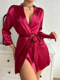 Women Summer Pajamas Elegant Lace up Bathrobe Fashion And Sexy Sleepwear For Home Wear