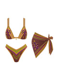 Sexy Snake Butterfly Printed Bikini With Skirt Women 3Pcs Swimwear Fashion Lady Low Waist Biquini Bathing Suit Female Beachwear