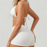 S - XL New With Cover Up Female Swimsuit High Waist Bikini Women Swimwear Bather Bathing Suit Swim Three-pieces Bikini set K8084