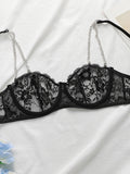 Sexy ultra-thin lace set black and sexy Lingerie two-piece set with steel ring and anti sagging women's underwear YS2900