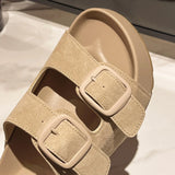 Women Leisure Slippers Retro Trend With Buckles Female Summer Casual Shoes Comfortable Beach Slides Girls Platform Sandals