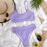 8 Colors Sexy Bikini Women Push Up Swimwear Swimsuit High Waist Solid Bikinis Set Bathing Suit Beach Bikini Female Bikinis Mujer