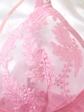 Pink Sexy Women's Underwear: Laceless Panties with Cutouts, Sexy Halter Dresses, Female Erotic Wear, Naughty Pajamas ZA825066