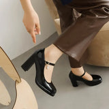 Spring and Autumn New Styles Fashion High-heeled Women's Shoes Shallow Mouth Buckle Square Heel Women Shoes Size 34-45 High 9cm
