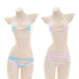 Sexy Lolita Kawaii Mini Bra Panties Set Triangle Micro Bikini Set Women Japanese Anime Bathing Suit Highcut Swimwear