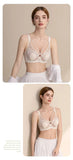 Women's French Pure Desire Lace Lingerie Set - Rabbit Ear Cup Thin Push Up Bra Minimizer for Large Bust