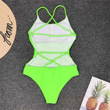 7 Colors 2025 Braided Strap Cross Back Sexy One Piece Swimsuit Women Swimwear Female Bather Bathing Suit Swim Lady V127