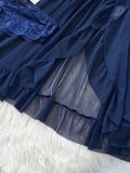Transparent Blue Lingerie Women Underwear Sleepwear Lace Nightdress And Panties Pijamas Set Female Nighty