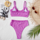 Bikini 2026 Sexy Swimwear Swimsuit Women Solid Ruffled High Waist Bikinis Set Bathing Suit Bikini Taille Haute Biquinis Feminino