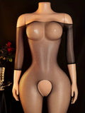 Crotchless Teddy Bodysuits Ultra Sexy Lingerie Women Transparent Fishnet Underwear Erotic Apparel Bodystockings Babydoll Dress