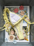 Sexy White Lace Bikini Set 2026 Women Metal Flower Ruffle Strap Push Up Bra Thong Swimsuit Summer Bathing Suit Holiday Swimwear