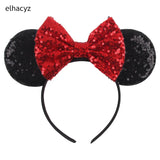 2025 Chic Disney Embroidery Sequin Minnie Ears Headband DOT Bow Hairband Girls Women Party Head Wear Kids DIY Hair Accessories