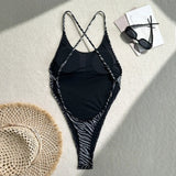 Printed Extreme Mini Micro Thong Women Swimwear One Piece Swimsuit Female Cross Back High Cut Monokini Bather Bathing Suit Swim