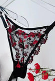 French Floral Bra Set Women | Sweet Sexy Sheer Mesh Lace, Transparent Underwear Set | Practical & Feminine MOYISU Sexy Panty Set