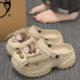 Cute DIY Charms Indoor Street Slippers For Women Fashion Clogs Soft EVA Anti-slip Summer Shoes Girls Leisure Platform Sandals
