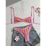 2026 Striped High Leg Cut Brazilian Bikini Female Swimsuit Women Swimwear Two-pieces Bikini set Bather Bathing Suit Swim V8216