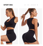 New Sports Bra Women Sexy Deep U-neck Push Up Gym Jogging Yoga Fitness Shockproof Vest Crop Tops Female Sport Bras Set for Women