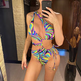 Asymmetric Printed Cut Out One Shoulder One Piece Swimsuit Women Swimwear Female Monokini Padded Bather Bathing Suit Swim V4276