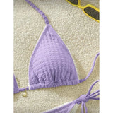 High Cut Leg Two-Pieces Bikini Set Bather Bathing Suit Swim Wrinkled Crinkled Halter Bikini Women Swimwear Female Swimsuit M125