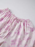 Women's Summer Bloomer Shorts Knee Length Floral Print Drawstring Elastic Waist Lace Trim Patchwork Casual Coquette Shorts
