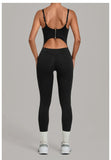 Summer Sports Overalls Women Gym High Stretch Back Zipper Yoga Jumpsuit Tight Hollow Out Slim Hip Lifting One Piece Bodysuit