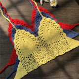 Sexy Crochet Crop Top Bikini Crop Top Women Crochet Boho Beach Camisoles Bikini Bralette Halter Cami Knitted Bra Backless