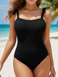 2026 Strappy Swimsuit One Piece Solid Vintage Swimwear Women Bathing Swimming Swim Suit Female Padded Summer Beachwear