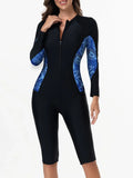 2026 Zipper Rushguard Long Sleeve Surfing Swimsuit Women One Piece Printed Swimwear Female Bather Bathing Swimming Swim Suit XXL