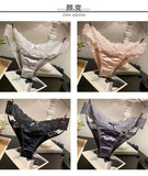 Women's Briefs Satin Lace Sexy Women's Underwear Low Waist Transparent Hollow Out Panties Breathable Soft Seamless Lingerie
