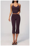 Summer New Yoga Clothing Women Solid V Neck Slim Sports Tank Top Athletic Wear High Waist Butt Lift Mid Pants Gym Fitness Suits