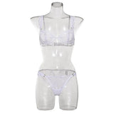 Summer French Flower Embroidery Bralette Beachwear Pure Desire Ultra Thin Light Support Wirefree Romantic Niche Set AU MOYISU