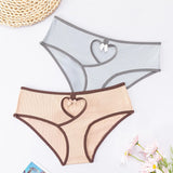 Love Heart Hollow Out Sexy Women'S Underwear Low Waist Breathable Seamless Cotton Panties Soft Comfortable Daily Briefs Lingerie