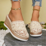 Woman Leather 2026 Fashion Wedge Female Large Size Mid-heeled Platform Black New Comfortable Retro Sandals for Women
