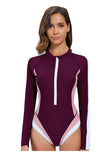 Long Sleeved Sun Protection One-piece Sports Swimsuit for Women High Elasticity Slim Zipper Sports Bikini Monokini Surfing Suit