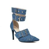 2026 Spring Fashion New Sexy Nightclub Party Pointed Toe Metal Buckle Decorated High Heel Shoes Women's Shoes Size 34-48