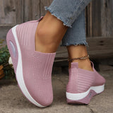 Breathable Knit Wedges Sneakers Woman Spring Autumn Slip On Platform Sport Sneakers Woman Plus Size Thick Sole Walking Shoes