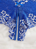 Lace Hollow Contrast Color Sexy Lingerie Bra And Panties Sets Open Chest Underwear Set Crotchless Women Erotic Suits