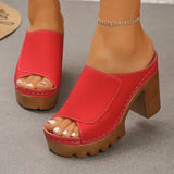 Women Sandals Open-Toe High-Heel Slippers Summer Fashion Outdoor Wear Sandals Slip-On Big Size Shoes Women