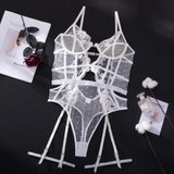 Toucheart Lace Sexy Skinny Babydoll Bodysuit Embroidery Erotic Private Adult Suit Solid Color Patchwork High Waisted Sexy Set