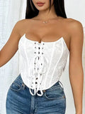 Pure Desire Casaul Style Sexy Strapless Off-the-shoulder Vest Girl Fishbone Corset New Wrap Chest Corset Hollow Out Elegant GTGD