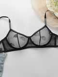Women's Sexy Embroidered Lips Love Pattern Lace Sexy Underwear Set with Steel Rim Gathering Push Up Breathable Bra Set YS3059