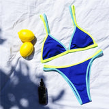 Sexy New Splicing High Leg Cut Bikini Female Swimsuit Women Swimwear Two-Pieces Bikini Set Bather Bathing Suit Swim Lady V3781
