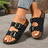 Vinatge Polka-Dot Birken Slippers Women 2026 Fashion Double Buckle Thick Sole Clogs Sandals Woman Plus Size 43 Summer Sandles