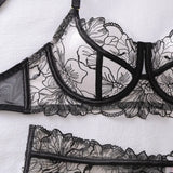 Toucheart Erotic Lingerie French Floral Embroidery See-through Mesh Push-up Underwire Sexy Body-shaping Thin Underwear Split Set