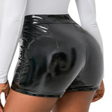 Sexy Womens Shorts Elastic High Waist Faux PU Leather Short Pants Latex Hot Goth Shorts Pole Dance Clubwear Mini Shorts 3N6J