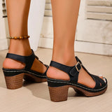 2025 Summer Chunky Heels Sandals for Women Lightweight Plus Size Platform Sandles Woman Thick High Heeled Gladiator Sandalias 43