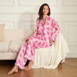 Women Christmas Pajamas Set Bow/Santa/Tree Print Long Sleeve Shirts Tops and Pants Sleepwear 2 Pieces Loungewear Suits
