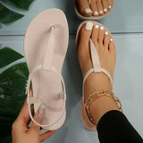 New Summer Women's Sandals Casual Flat Sandals Versatile Fashion Roman Shoes Comfortable Flat Bottomed Vacation Beach Shoes