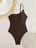 Sexy Woman Swimsuit Summer Set Female Biquini Ladies Swimwear 2026 New Shiny One-Shoulder Backless One Piece For Vacation