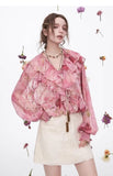 Ladies French ruffled chiffon shirt spring new temperament top
